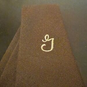 Custom Embroidered Tie Letter "G" Script Font Unbranded No Tags Brown